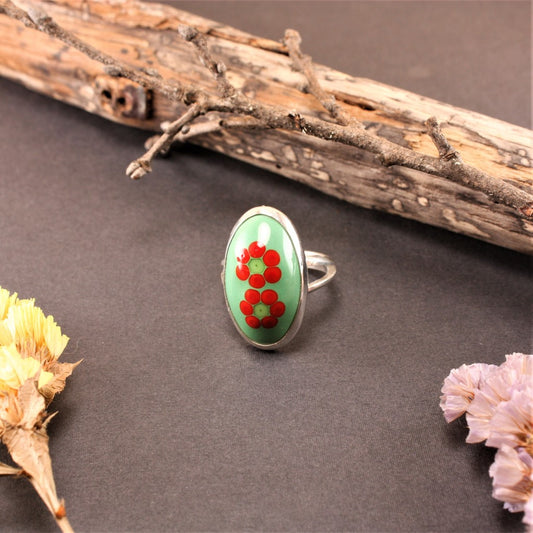 Green-flower-Oval-Ring