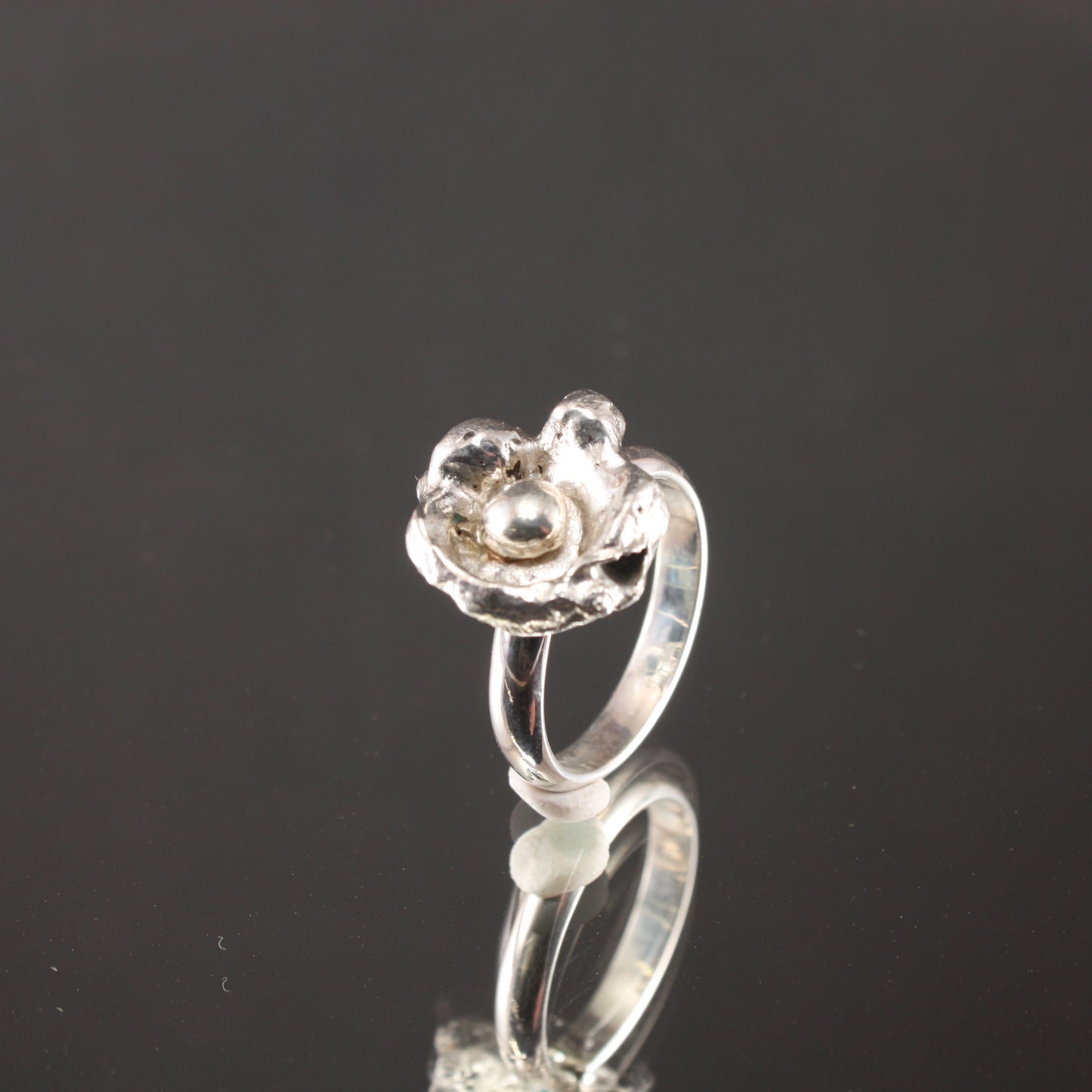 Water Cast Sterling Silver Ring