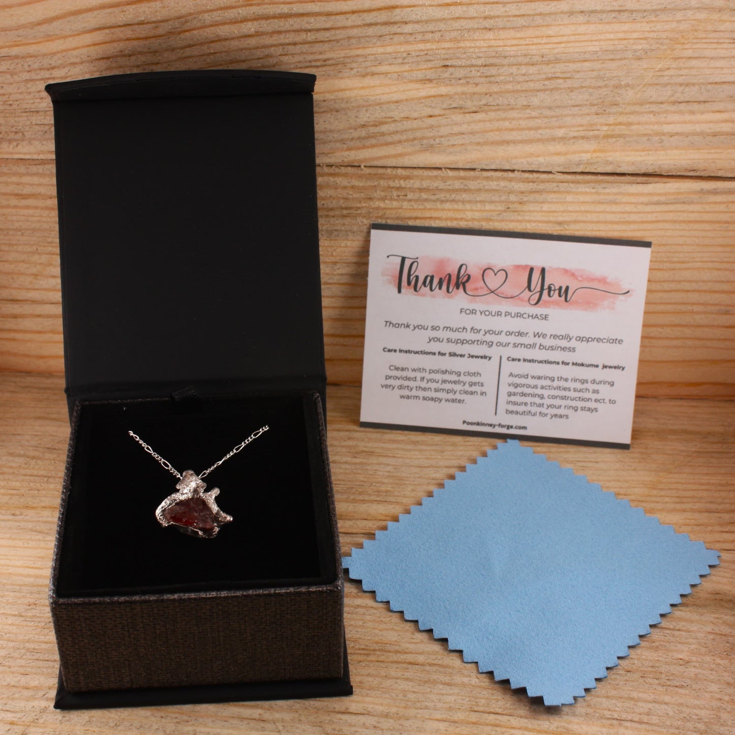 Water Cast Necklace with Garnet