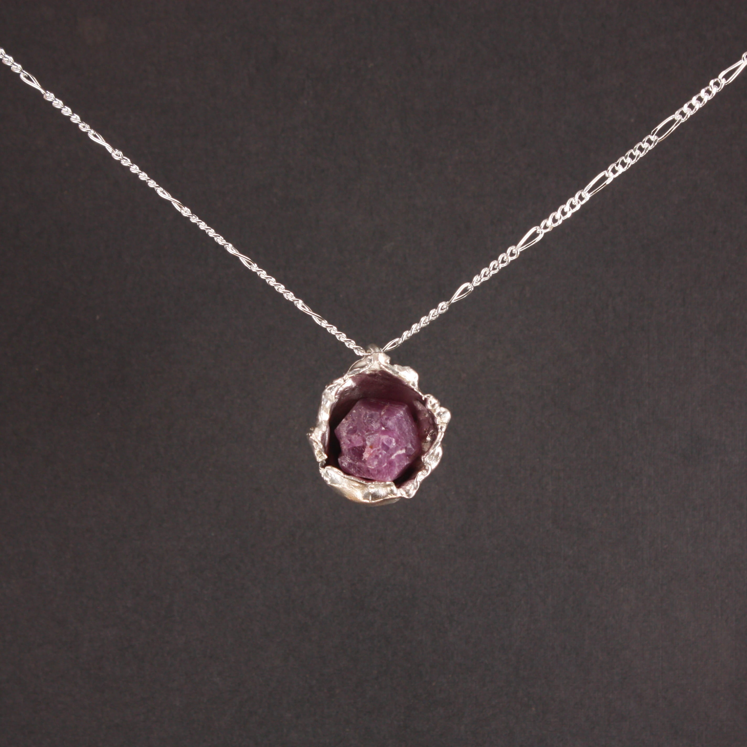 Raw Ruby and Silver Necklace – poonkinneyforge
