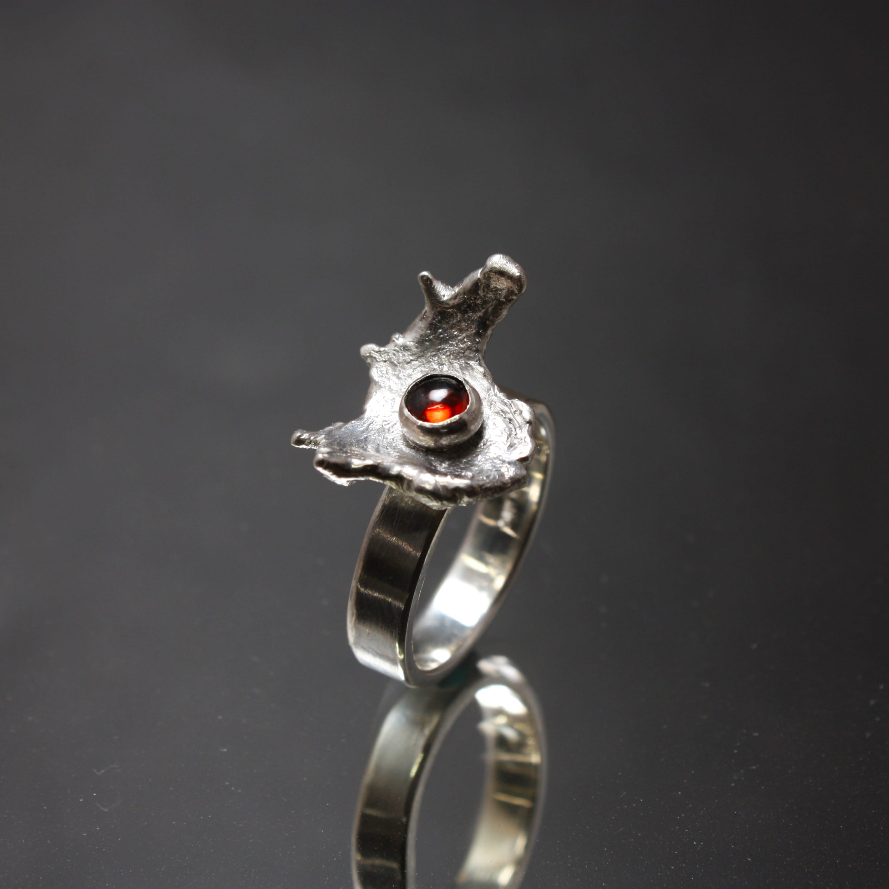 Water Cast Ring with Garnet – poonkinneyforge