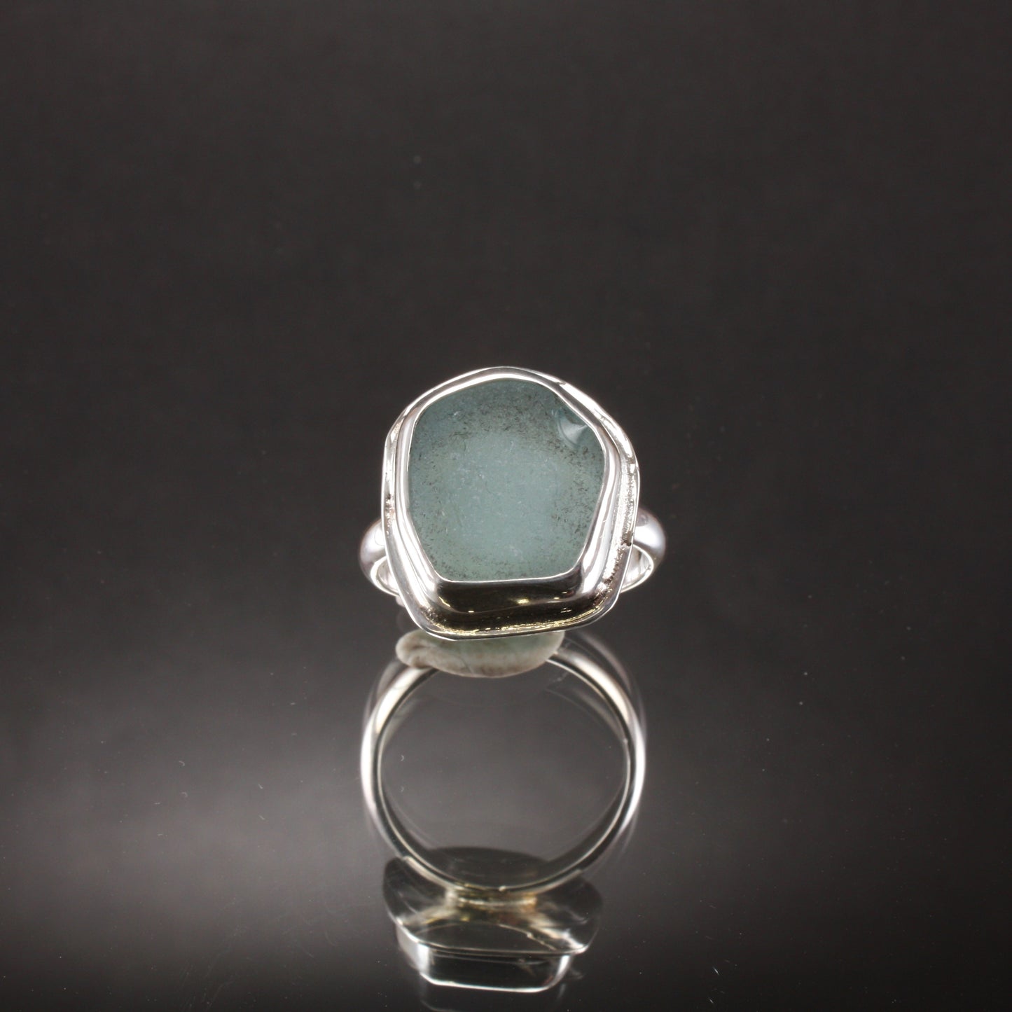 aqua sea glass ring.