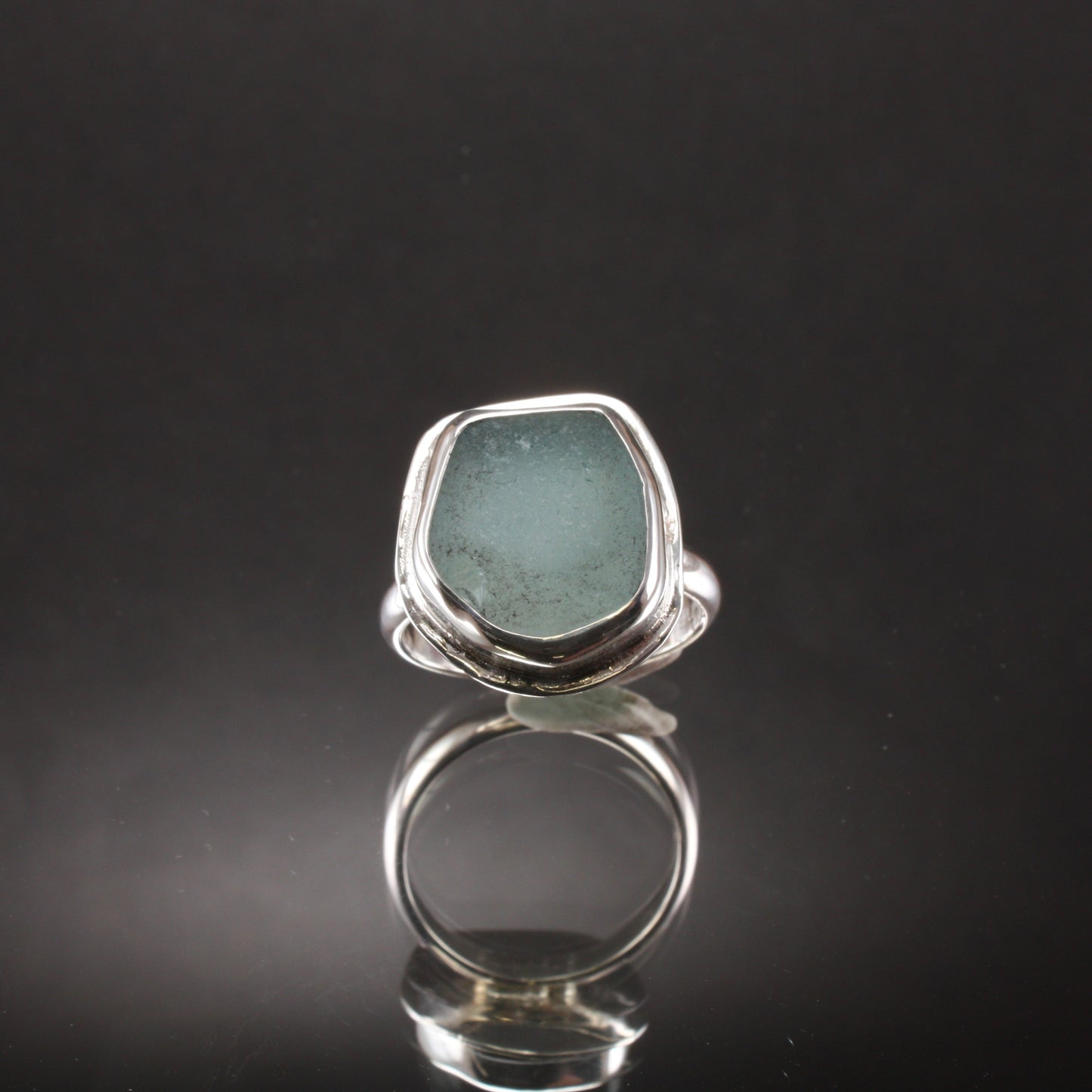 aqua sea glass ring