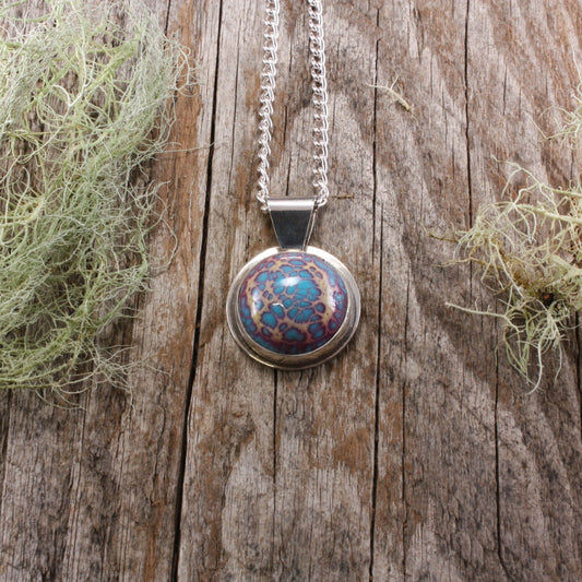  blue / raspberry enamel pendant