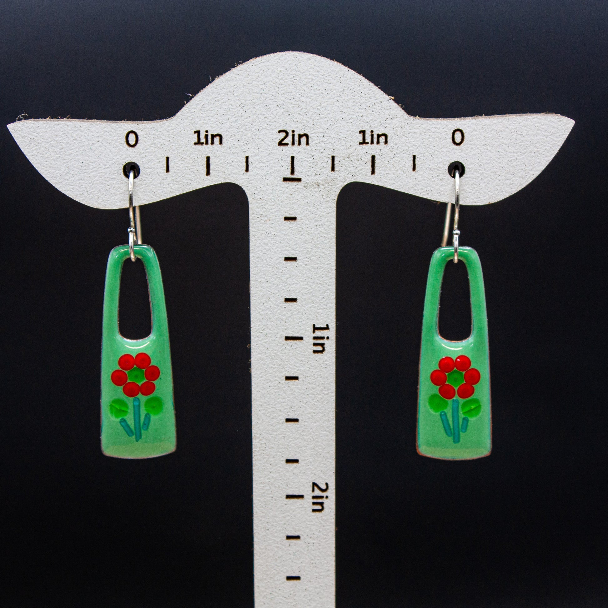 green floral drop earrings..