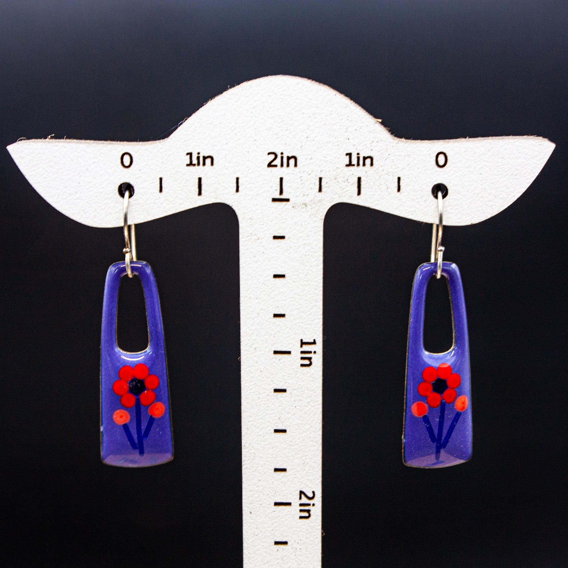 purple floral drop earrings..