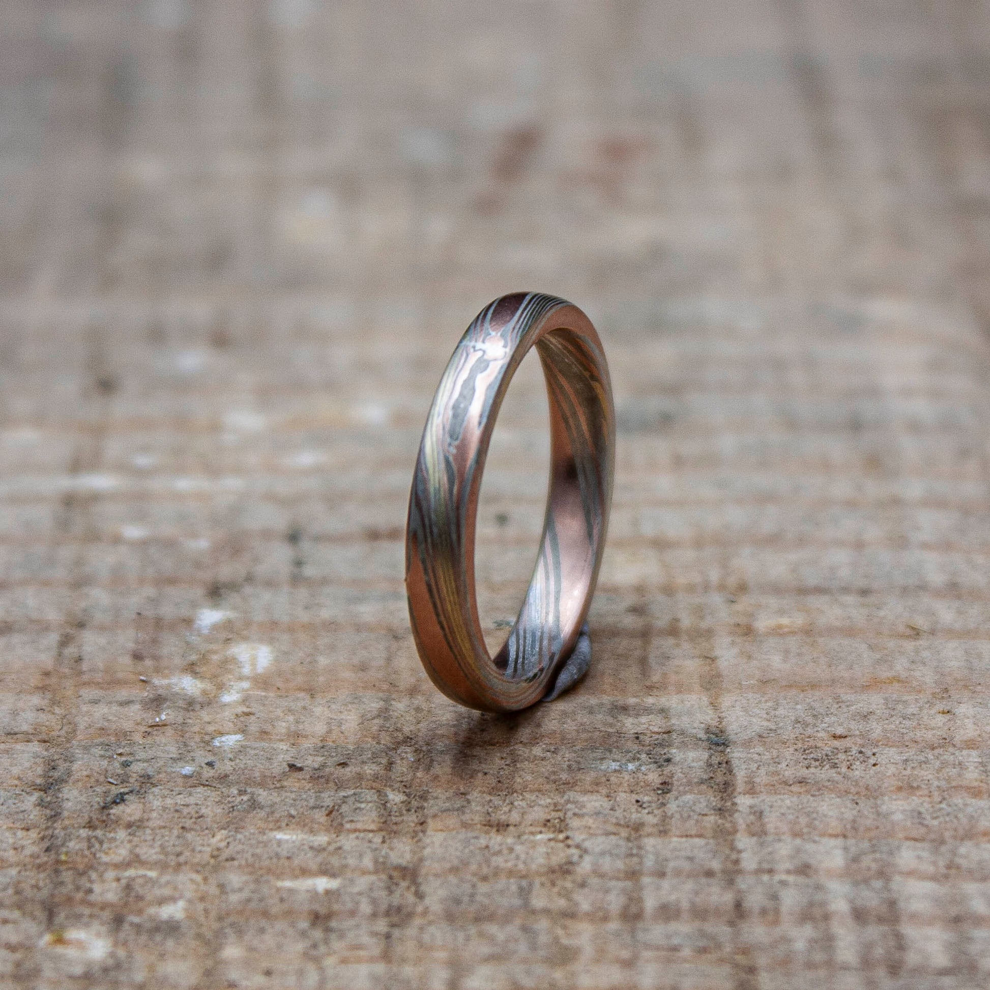 rose gold mokume ring..