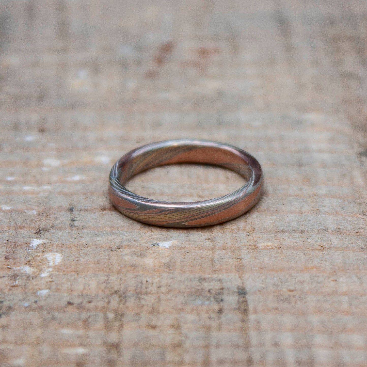 rose gold mokume ring.
