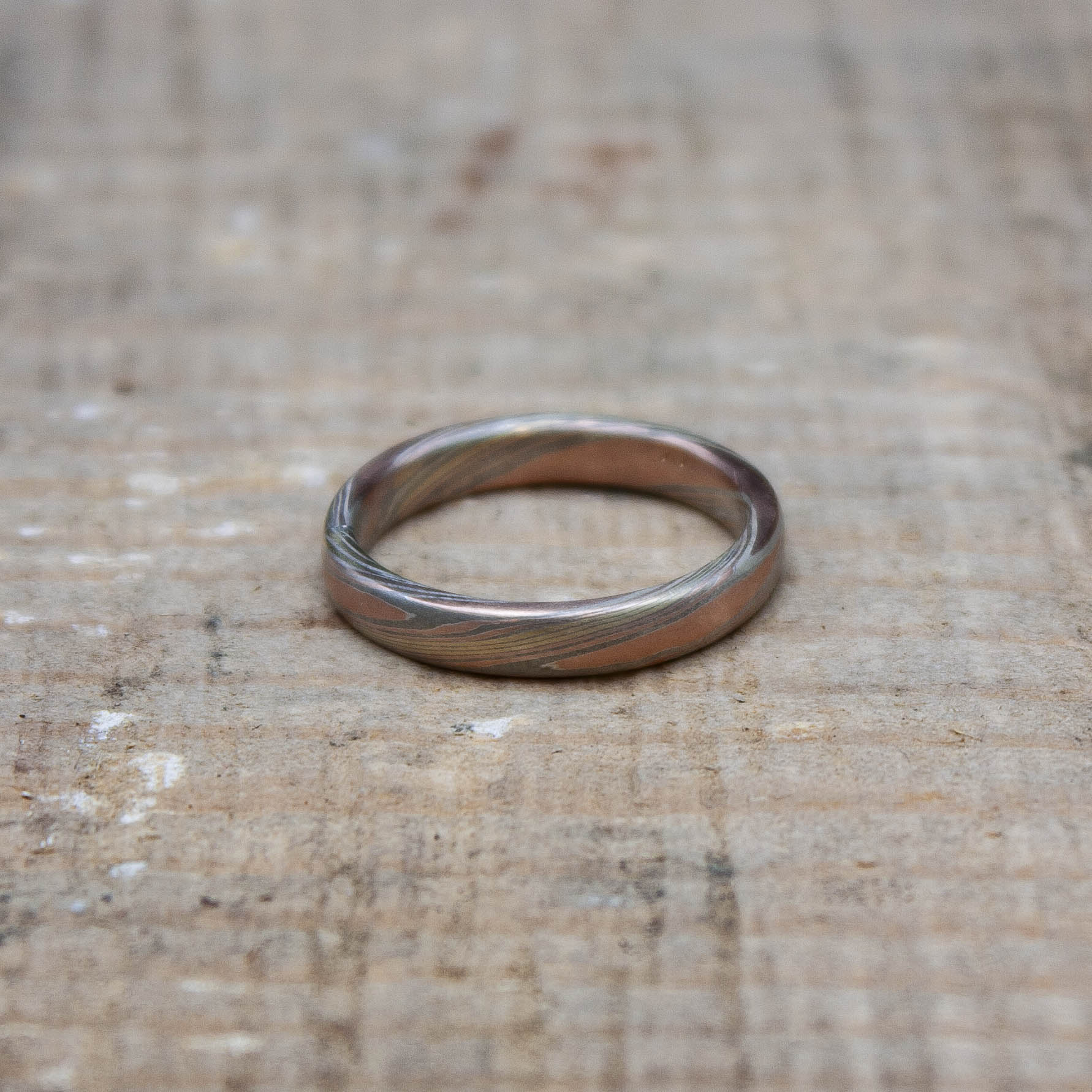 rose gold mokume ring.