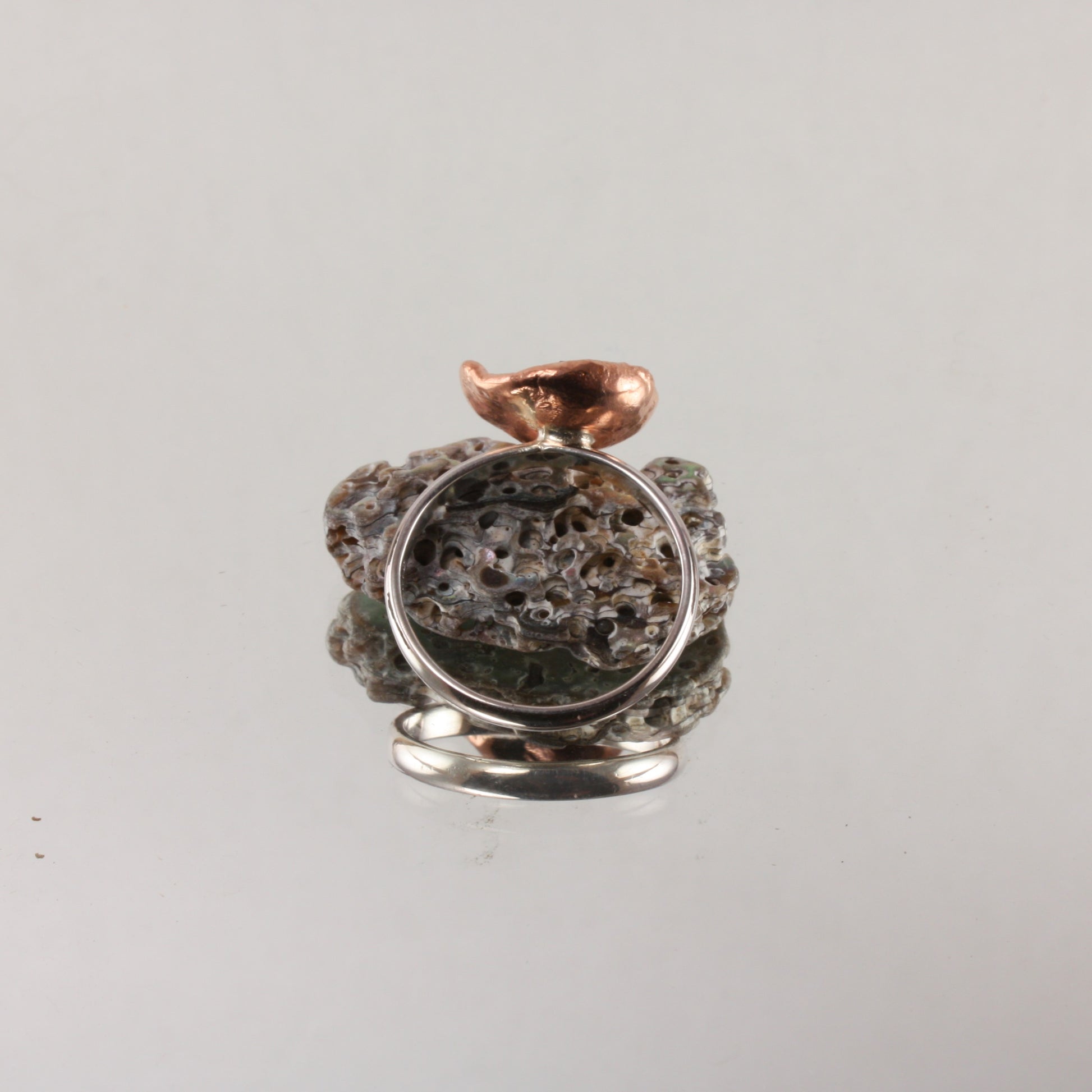 water cast copper and silver ring....