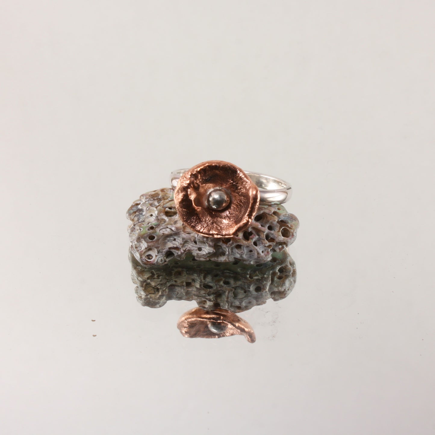 water cast copper and silver ring..