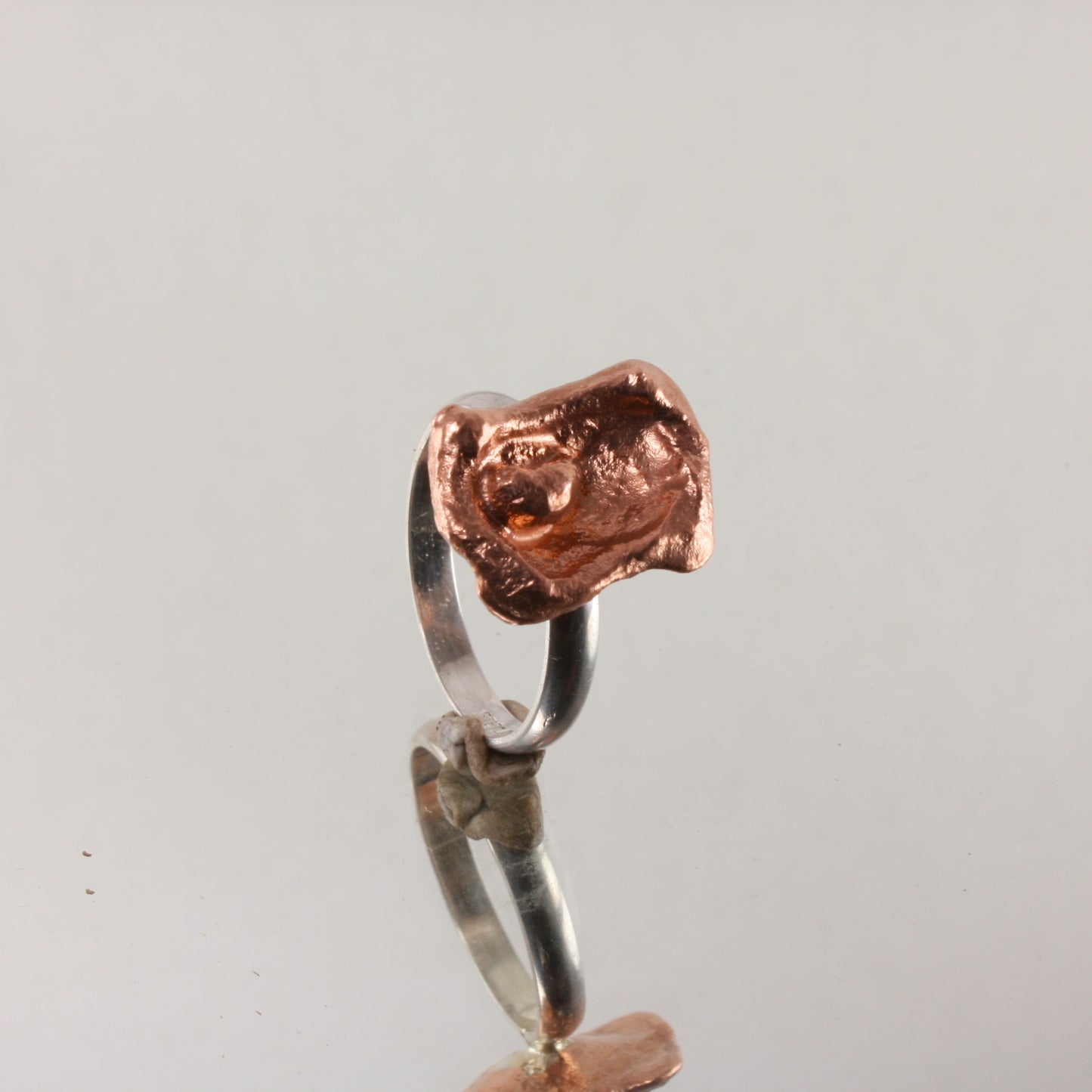 water cast copper and sterling ring