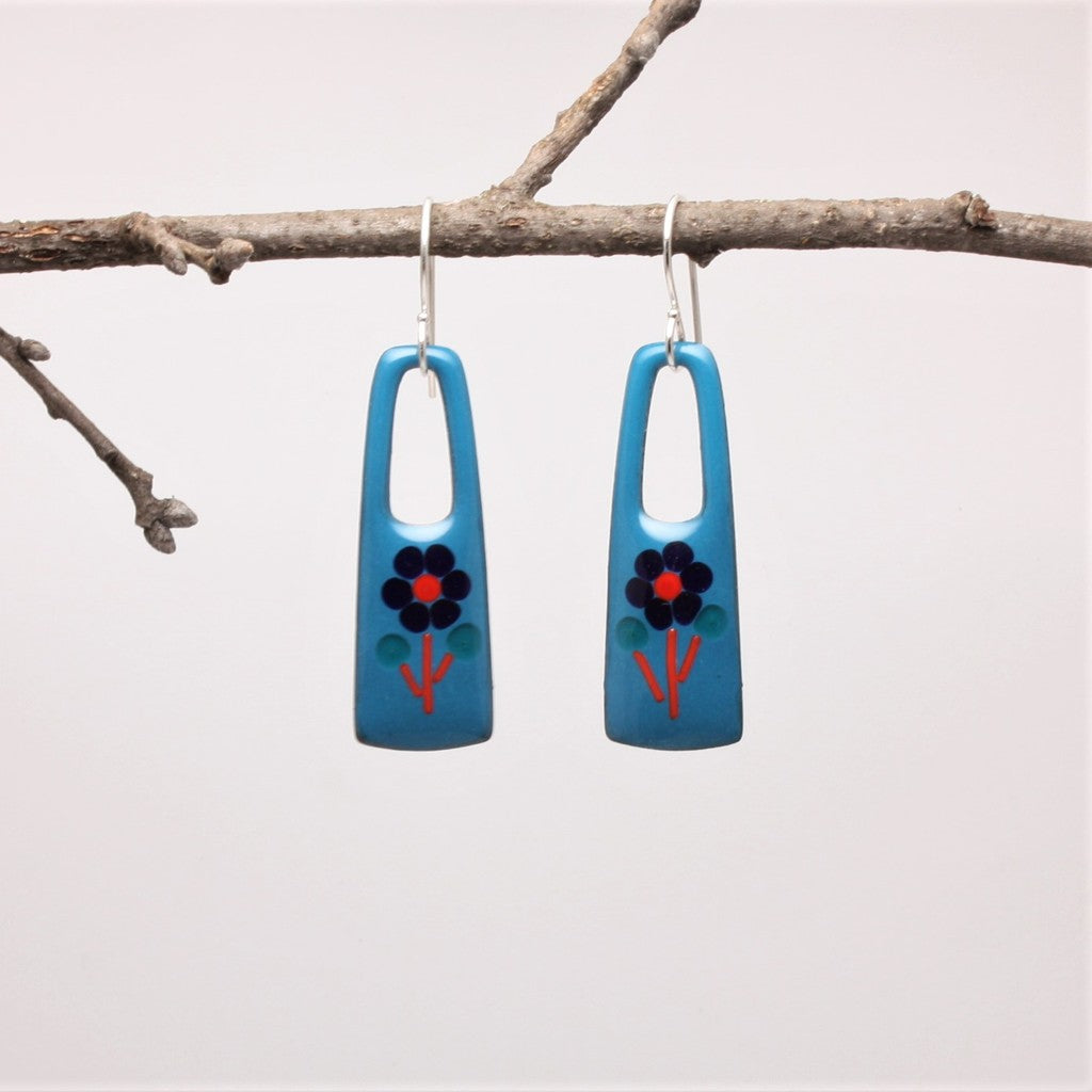 Blue-Flower-Drop-Earrings