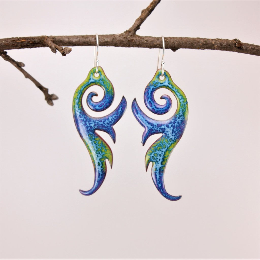 Blue-Green-Feather-Earrings