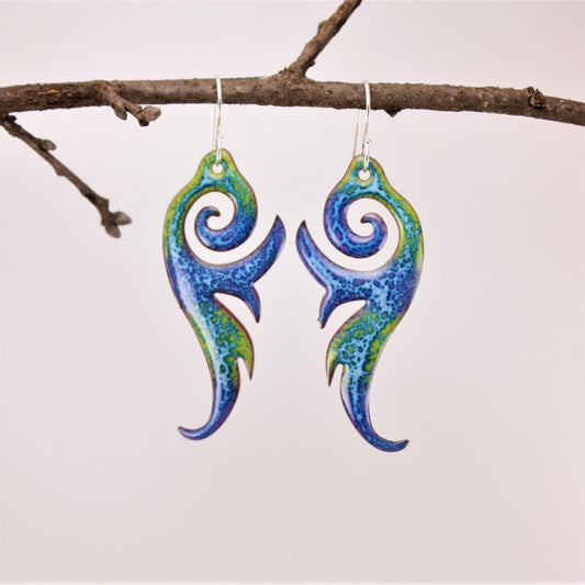 Blue-Green-Feather-Earrings