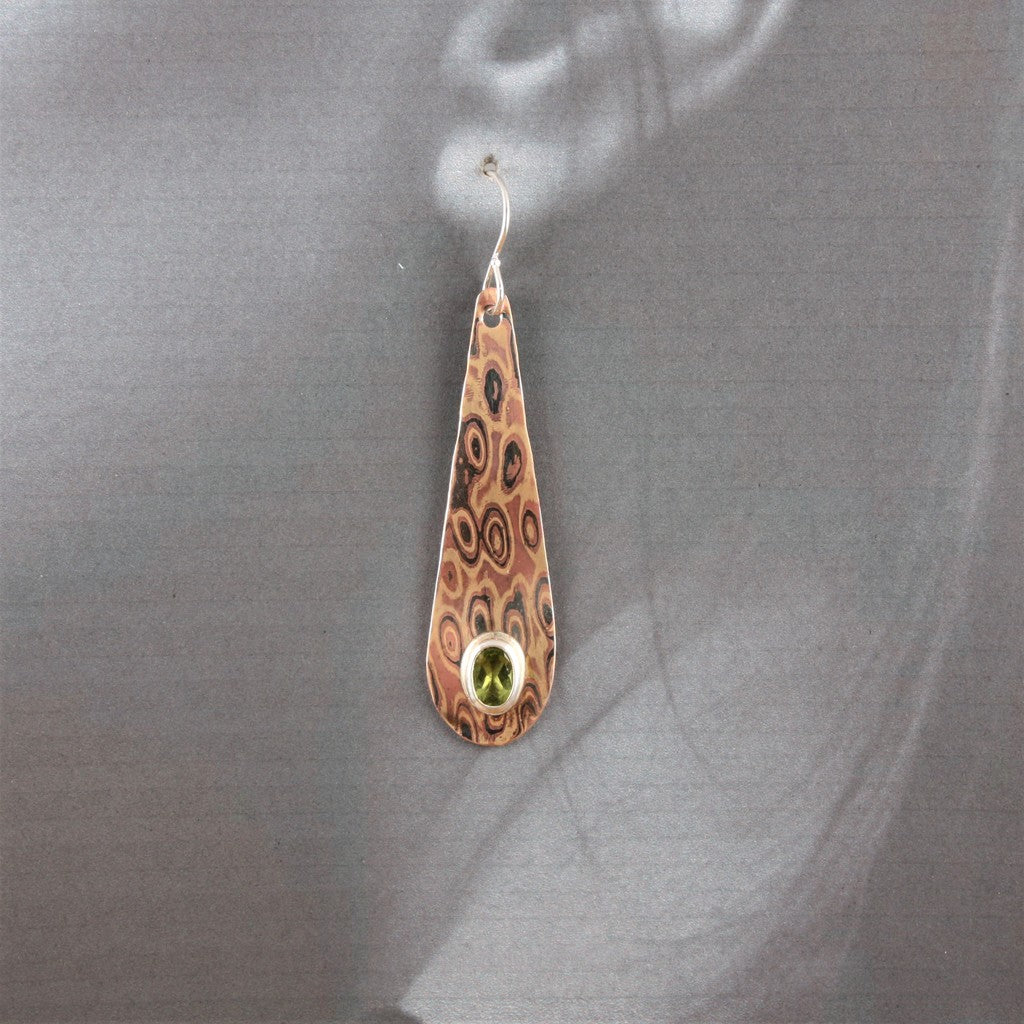 Mokume-Drop-Earrings-With-Peridot