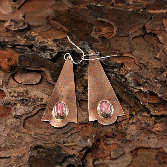 Mokume-pendulum-Earrings-with-Rhodochrosite