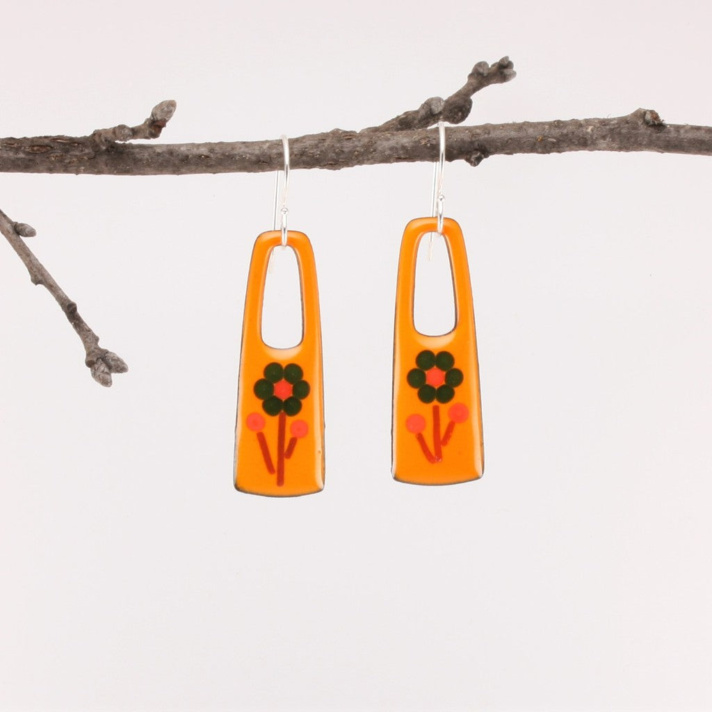 Orange-Flower-Drop-Earrings