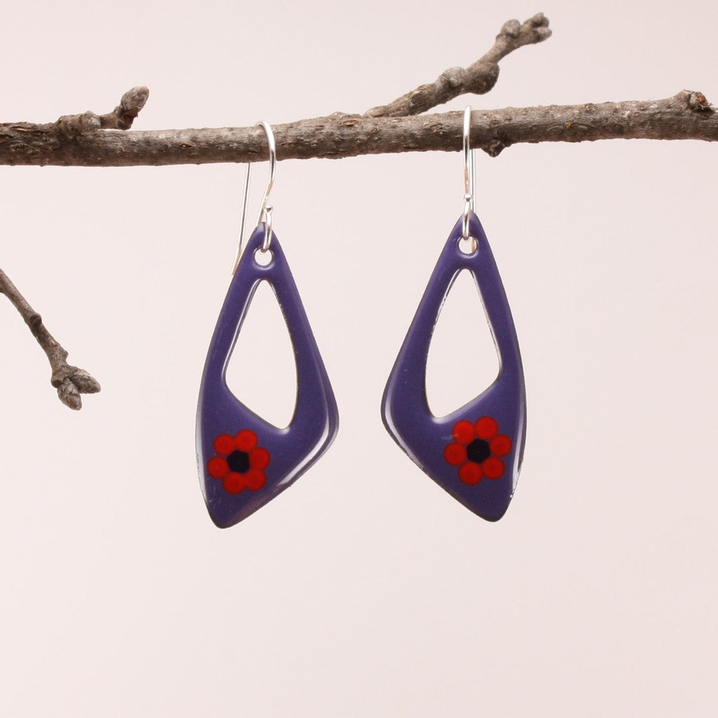 Purple-Flower-Trapeziod-Earrings